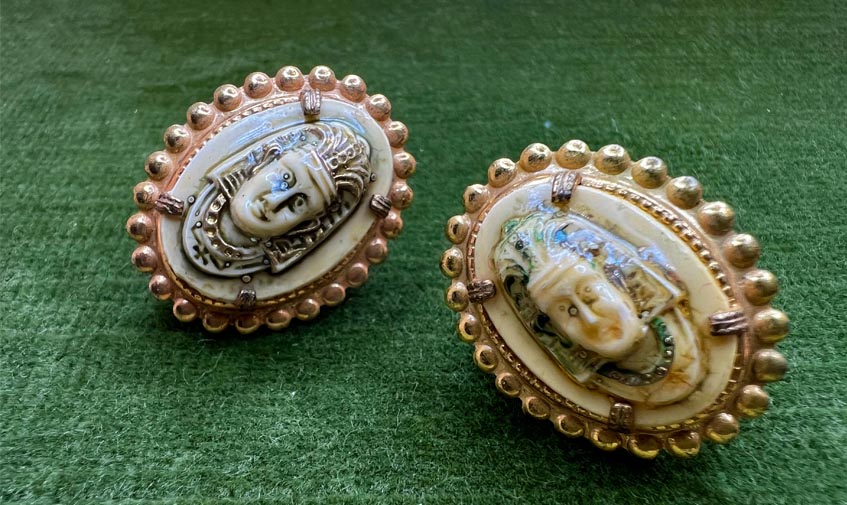 Egyptian style earrings by Miriam Haskell by Larry Vrba