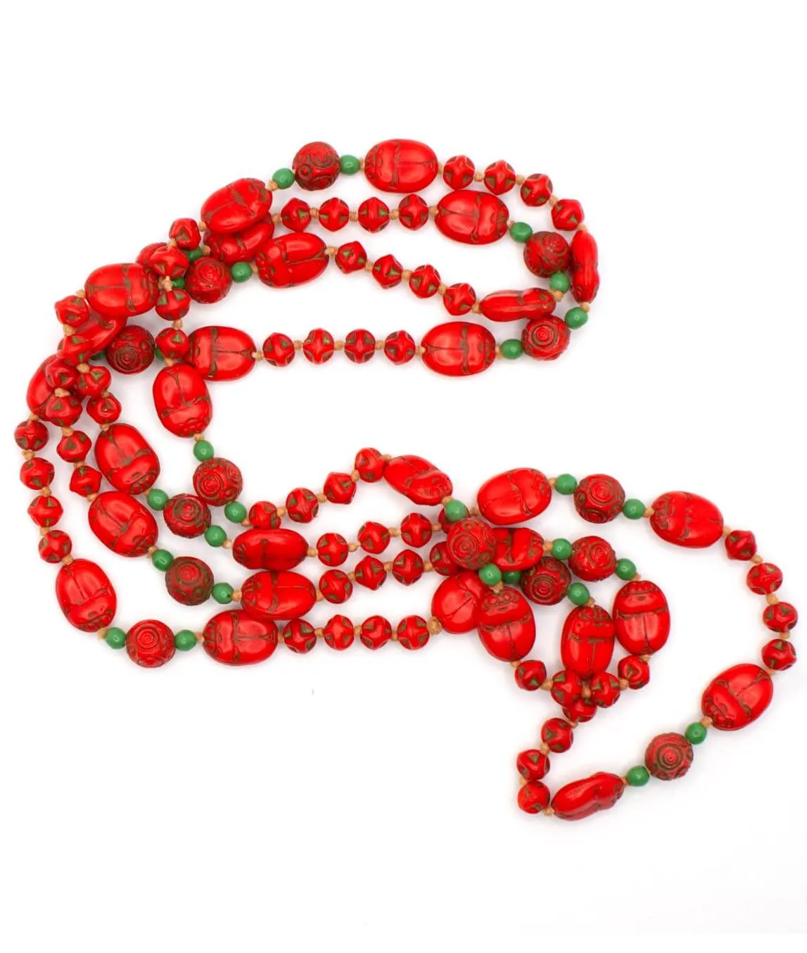 Neiger Brothers red glass scarab necklace
