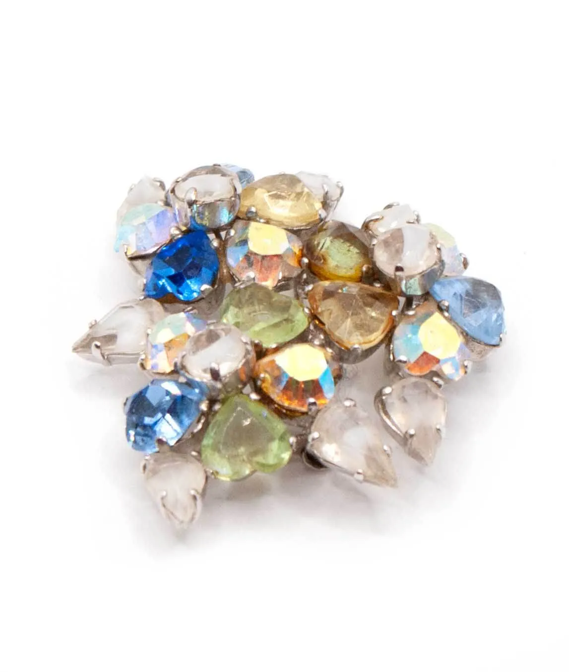 Christian Dior brooch pin with heart shaped crystals and movable parts