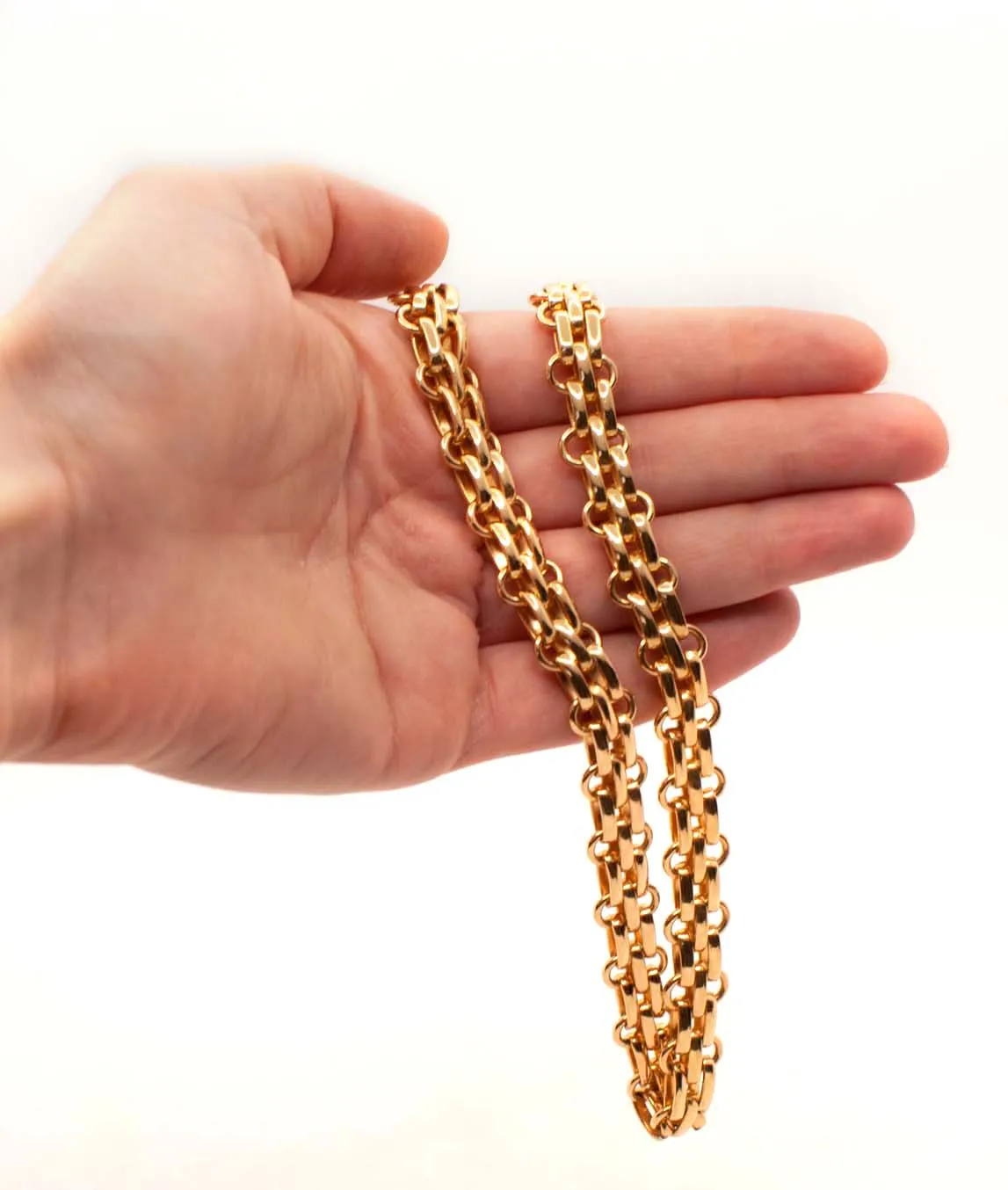 Vintage Christian Dior Fancy Link Chain Necklace held in hand