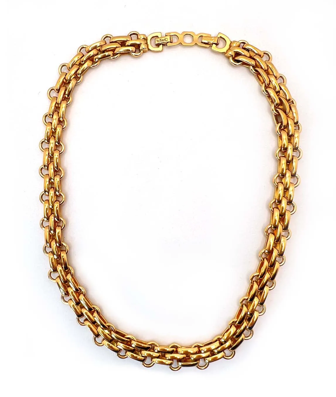 Vintage Christian Dior Fancy Link gold plated Chain Necklace