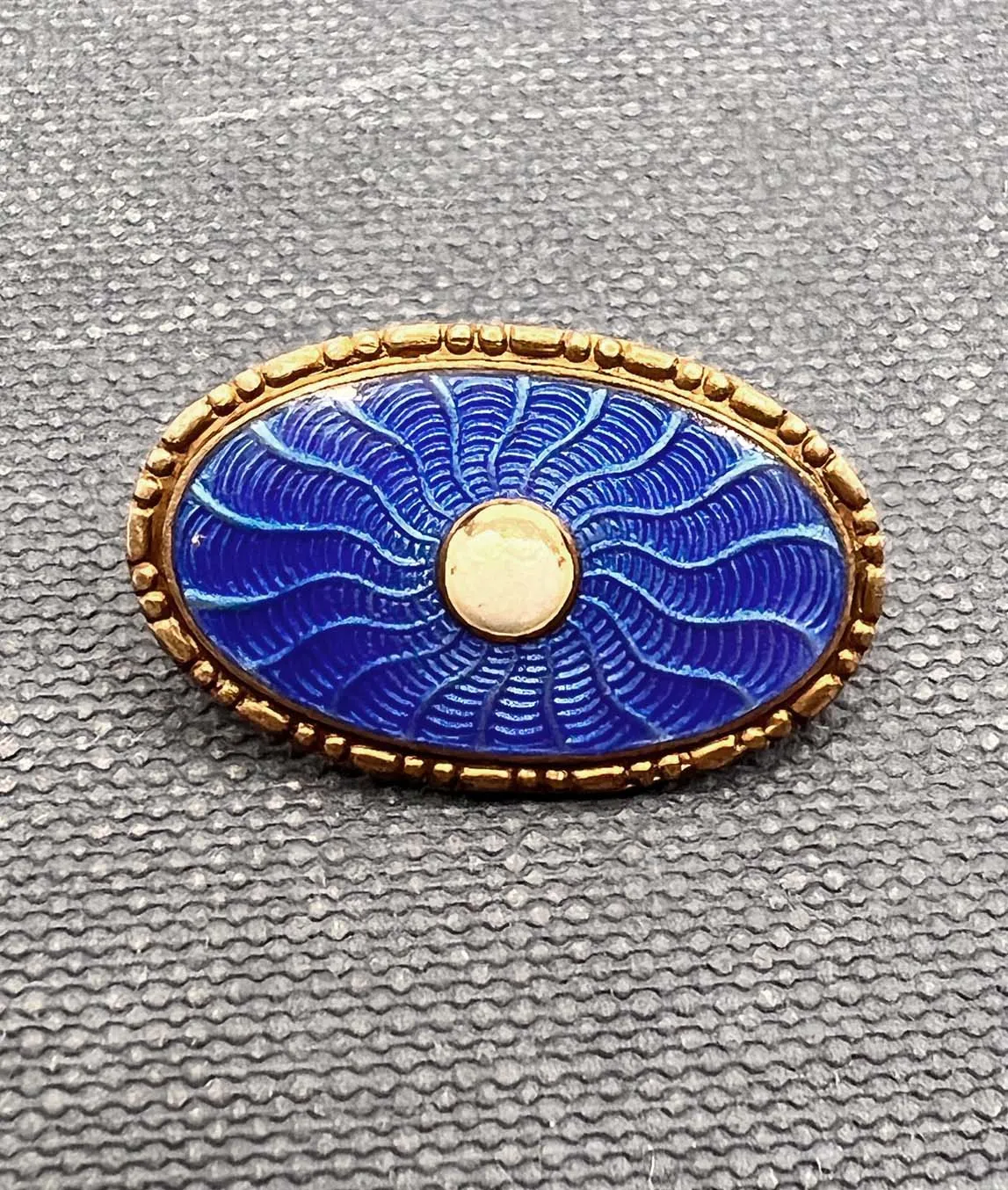 Antique blue enamel Marrius Hammer brooch with central pearl