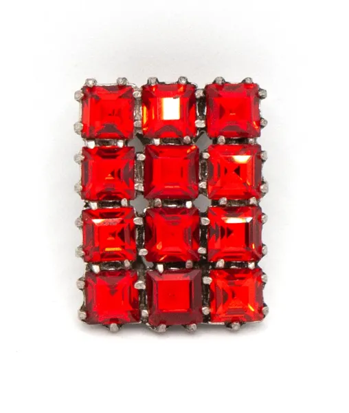 Red Rectangular Vintage Dress Clip