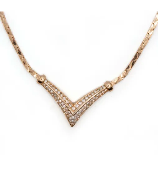 Vintage Christian Dior Gold Plated Rhinestone Necklace