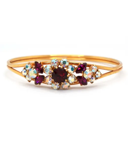 Vintage Gold-tone Austrian Crystal Bangle Bracelet