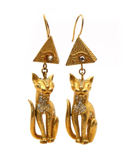 Vintage Askew London Bastet Cat Earrings Pierced Ears