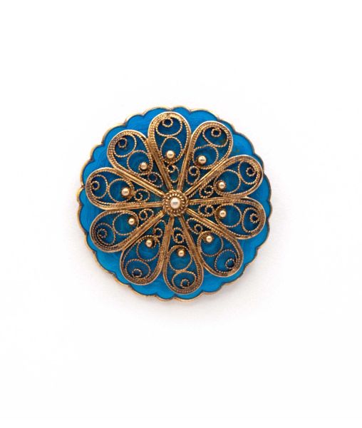 Midcentury Blue Enamel Brooch by Ivar T Holth