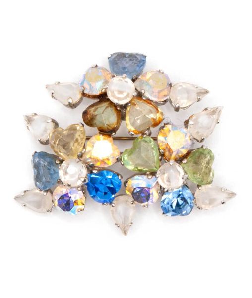 Christian Dior Mechanical Heart Crystal Brooch 1960s